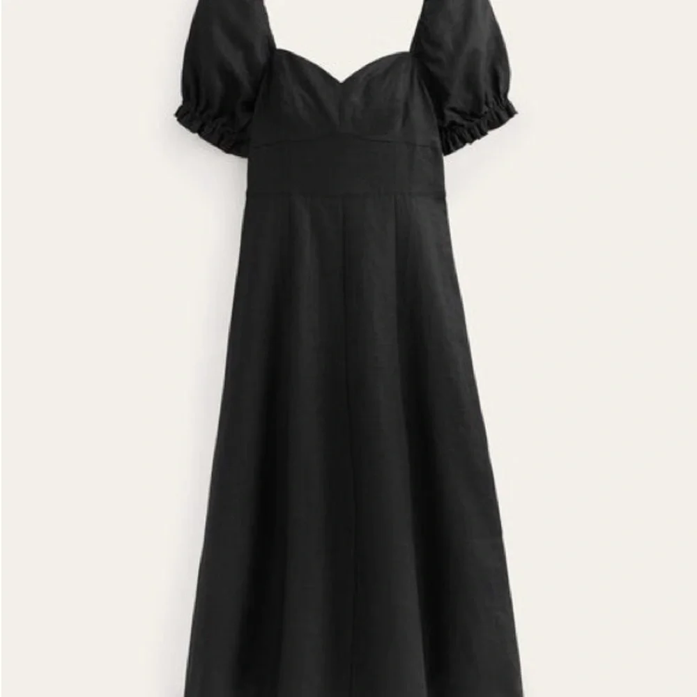 Boden Black Puff-Sleeve Midi Dress - Picture 2 of 3